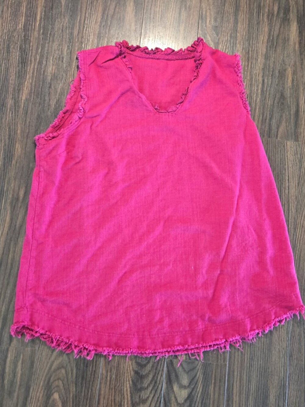 FAMULILY Linen & Cotton Tunic Top w/ Fringed Edges SIZE XL